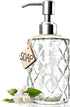 JASAI Diamond Design 12 Oz Glass Soap Dispenser, Kitchen soap Dispenser with 304 Rust Proof Stainless Steel Pump, Bathroom Soap Dispenser for Hand...