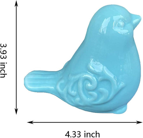1 PC Mini Decorative Bird Figurine- Glazed Porcelain Bird Statue/Bird Sculpture for Home Garden Wedding Decor or More Blue...