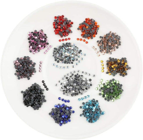 Beadsland Crystal Hotfix Rhinestone,Machine Cut Stone with 12 Colors,Total 17280pcs(Mix-Pro, SS10/3mm)...