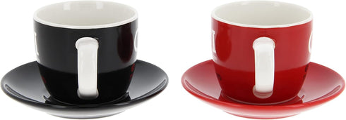 BRISA VW Collection - Volkswagen Espresso Cups Coffee-Tea-Cappuccino Set in GTI Design (The Legend/Red & Black/2-Piece Set/100ml/3.4 fl oz)...