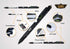 Uzi Tactical Utility Pen Features Screwdriver, Stylus, Ruler, Phone Holder, A Level, LED Light, Refillable Ballpoint Writing Tactical Pen, Black, ...