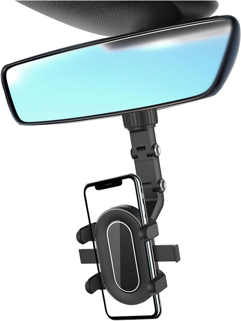 Car Rearview Mirror Phone Holder, 360 Degree Adjustable Multifuctional Auto Rear View Mirror Phone Mount, Universal Vehicle Phone Holder for All M...