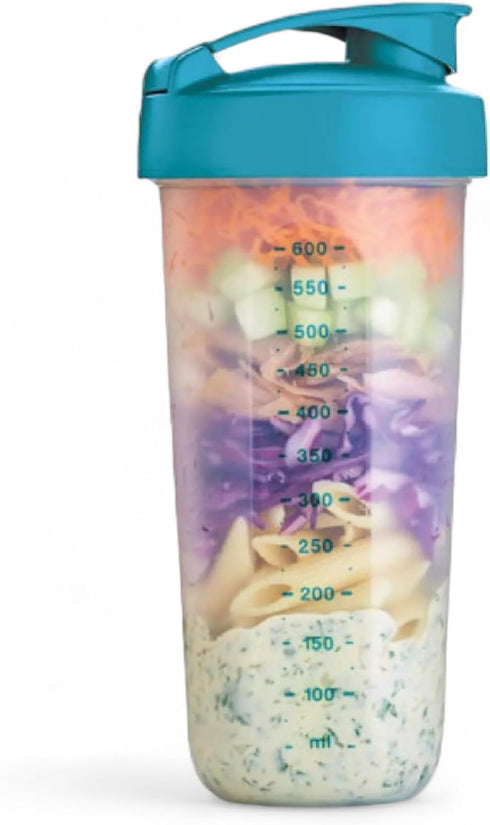 Tupperware Quick Shake Shaker Blender 20 oz Capacity in Teal Blue...