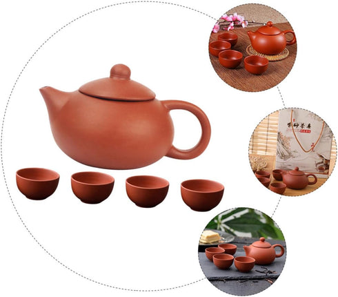 1 Set Purple Clay Teapot Set Travel Set Chinese Tea Set Chinese Tea Cup Set Teapot and Cup Set Delicate Tea Service Set Portable Teapot Kit Grace ...