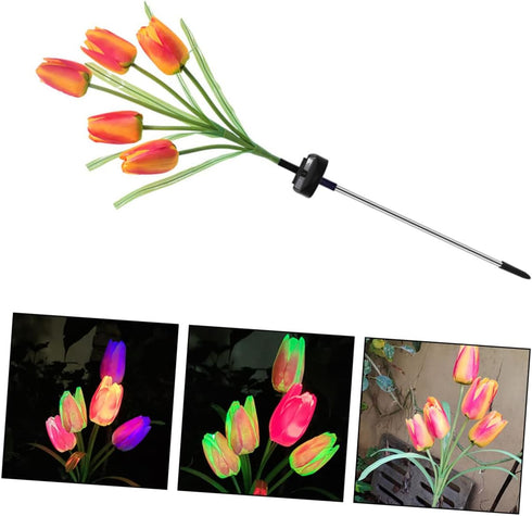 Tulip Lawn lamp Outside Solar Lights Outdoor Lawn Light Garden Stake Light Outdoor Light Ornament Solar Powered Lights Outdoor Lawn Solar Light Li...