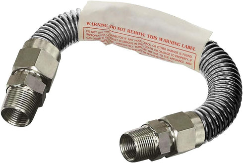 GUHD-TT14-12B Gas Line Hose 3/8'' O.D. x 12'' Length with 1/2 in. MIP Fitting, Uncoated Stainless Steel Flexible Connector, 12 Inch...