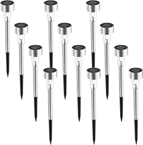SOLPEX 12 Pack Solar Outdoor Lights Pathway, Stainless Steel Solar Lights Outdoor Waterproof,LED Landscape Lighting Solar Walkway Lights for Lands...