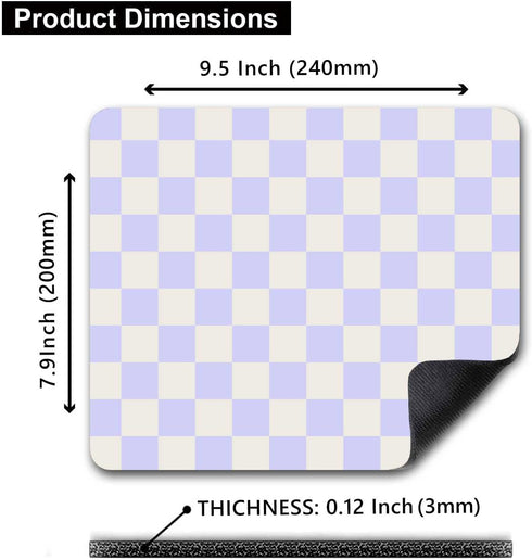 Pastel Purple Checkered Mouse Pad, Cute Boho Mousepad for Home Office, Anti-Slip Rubber Mice pad for Computer & Laptop, 9.5x7.9 inch, Pink Pattern...