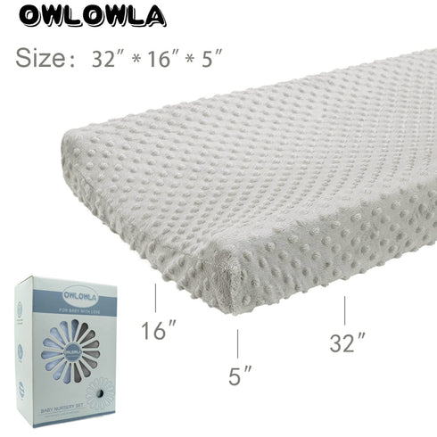 Owlowla Changing Pad Cover,Soft Minky Dots Changing Table Sheets for Baby Boy and Girl 2Pack (Silver Grey&Baby Blue)...