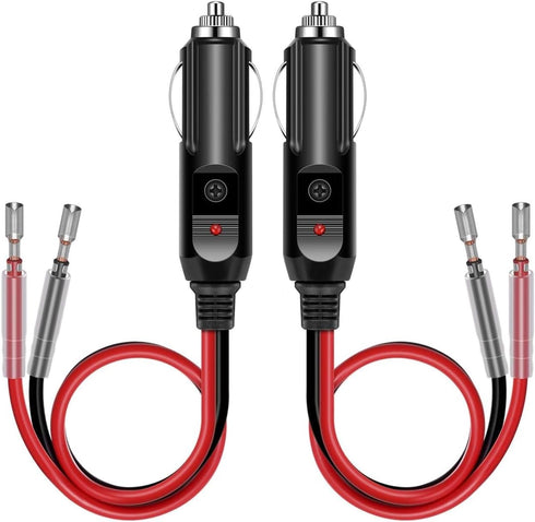 Car Cigarette Lighter Male Plug Adapter with LED Light 12V 15A Fuse Replacement Cigar Lighter Power Plug 16AWG Extension Cord Universal (2 Pack)...