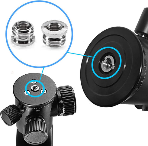 Threaded Tripod Screw Adapter Double Head Stud Standard Mounting Thread Converter 1/4" Male to 3/8" Female Adapter Set for Camera Cage Mount Light...