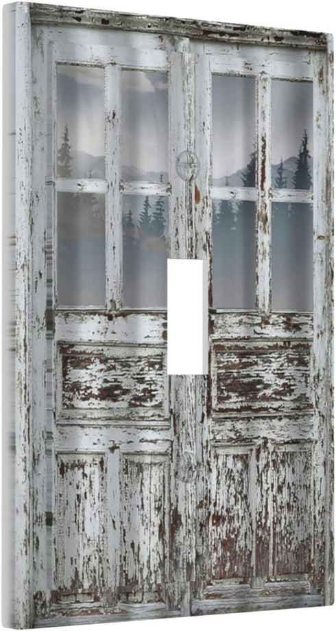 Decorative Switch Plate Covers Rustic Farmhouse Wood Barn Door 1 Gang Wall Plate Single Toggle Light Switch Cover Plate Jumbo Electrical Switchpla...