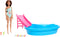 Barbie Doll & Pool Playset, Brunette in Seafoam Blue One-Piece Swimsuit with Pool, Slide, Towel & Drink Accessories...