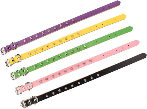 Basic Classic Adjustable Genuine Cow Leather Pet Collars for Cats Puppy Dogs (X-Large/Neck 14.2"-18.1", Green-Spiked Rivet)...