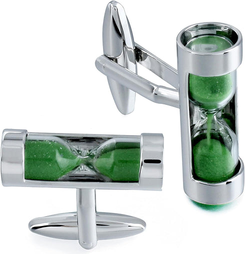 Green Hourglass Cufflinks For Men....