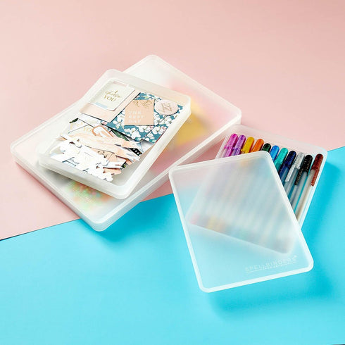 Spellbinders [ Stackable Medium & Large Set (3 Trays, 3 Lids) Craft STAX Storage, Clear...