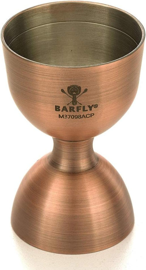 Barfly M37098ACP Heavy-Duty Straight Rim Bell Jigger, 25 ml x 50 ml, Antique Copper...