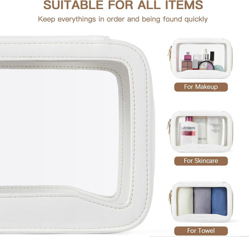 Telena Clear Makeup Bag Travel Toiletry Cosmetic Bag Portable Make Up Organizer for Women Beige...