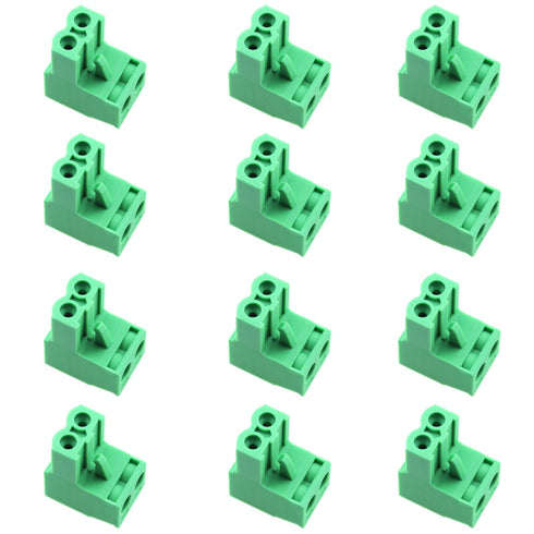 12PCS 5.08mm Pitch 2P Pluggable End Block Connector Socket Green Plug in Terminal Suitable for Lift Equipment and Electrical Equipment and Rail Tr...