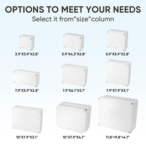 TICONN Electrical Junction Box, IP65 Splash-proof ABS Plastic Project Box Electrical Enclosure (5.9"×5.9"×2.8")...