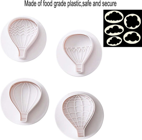 9Pcs Balloons and Cloud Cake Decoration Fondant Mold Set Hot Air Balloon Cookie Cutters for Chocolate Candy Baking Pastry Cookie Sugar Craft...