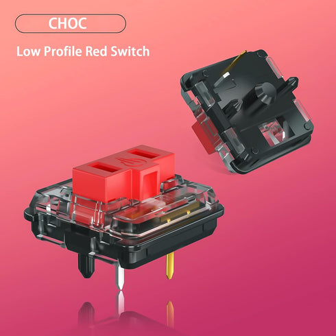 Kailh Choc Low Profile Red Mechanical Keyboard Switches,1350 Chocolate Linear 5-Pin 50gf RGB SMD Gaming Switch (Red 45Pcs)...