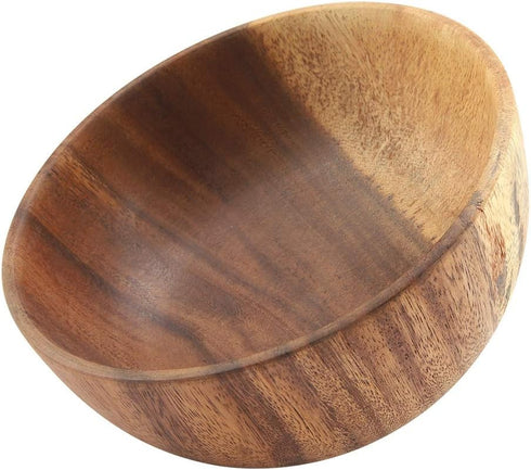 Yosoo Natural Hand-Made Solid Wood Bowl, Classic Large Round Acacia Wood Salad Soup Dining Bowl, Premium Wood Kitchen Utensils(16x7 cm / 6.3x2.8 i...