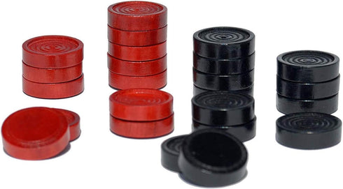 WE Games Checkers Pieces Only, Wooden Checker Board Game Pieces, 24 Red and Black Stackable Player Pieces with a Drawstring Storage Bag, 1.5 Inch ...