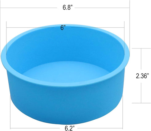 Round Silicone Cake Pan Baking Mold 6 Inches - Set of 2 - BPA-Free - Kitchen Baking Tool Red and Blue with Egg White Separator...