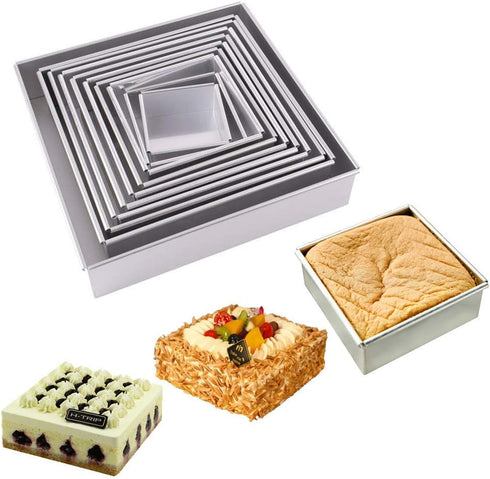 Anodized Aluminum Square Cheesecake Pan Chiffon Cake Mold Baking Mould with Removable Bottom 6 Inch x 6 inch x 3 inch...