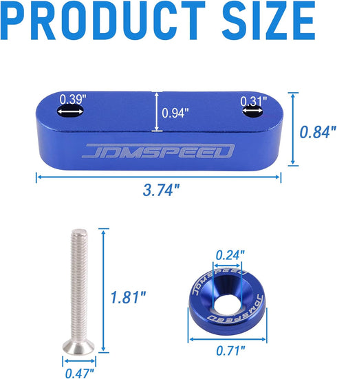 JDMSPEED Anodized Blue JDMSPEED Hood Spacer Hood Riser 3/4" Replacement For Honda Civic CRX Del Sol Acura Integra...