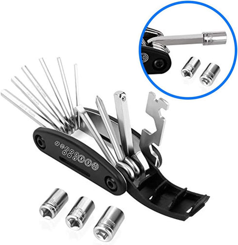 MMOBIEL Multi Fuctional Tool 16 in 1 - Bike Tool Kit - Repair Tool Kit for Bike, Mountainbike, E-bike - Bicycle Mutli Tool Set...