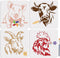 4pcs Pig Cow Goat Cock Stencil 11.8×11.8inch Large Farm Animals Stencil Reusable Windmill Flower Chicken Drawing Templates with Paint Brush for Fu...