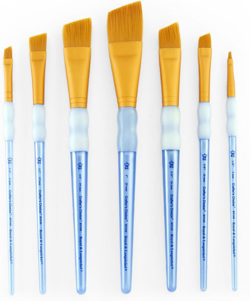 Royal and Langnickel RCC 304 Crafter's Choice Angular Taklon Variety Brush Set - Gold (Pack of 7)...