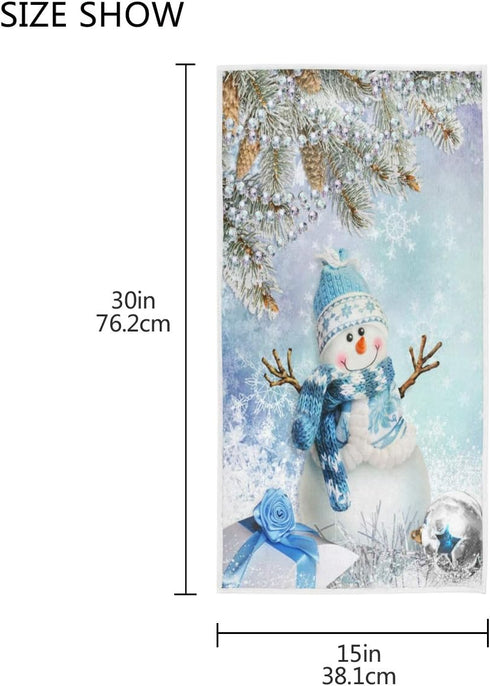 Merry Christmas Snowman Hand Towels 16x30 in Snowflake Pine Cones Bathroom Towel Ultra Soft Absorbent Ball Winter Bath Towel Kitchen Dish Guest To...