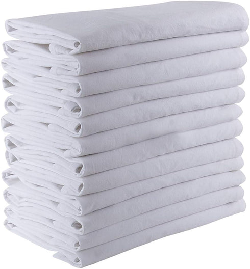 DG Collections 100% Cotton Flour Sack Towels – 12 Pack, 27x27 Inches, White, Lint-Free, Pre-Washed, Hemmed Edges – Reusable Kitchen Towels for Cle...