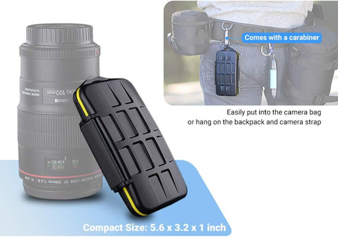12 Slots SD Card Case Holder, SD Card Holder SD Card Organizer SD Card Storage Water-Resistant Anti-Shock SD/SDHC/SDXC Card Holder Storage with Ca...