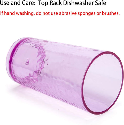 KX-WARE 20-ounce Acrylic Glasses Plastic Tumbler, set of 6 Multicolor - Hammered Style, Dishwasher Safe, BPA Free...