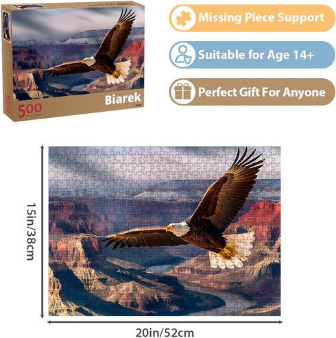 Jigsaw Puzzles for Adults 500 Pieces, Eagle Puzzles for Kids Teens Elderly Interlock Perfectly Letter on Back No Dust, Home Decor Family Fun Puzzl...