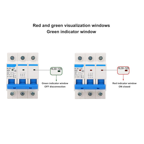 3 Pole 80A Miniature Circuit Breaker Disconnecting Switch PC Flame Retardant DIN Rail Mount for Electrical Safety Easy Installation with Wide Appl...