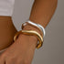 2PC Gold Cuff Bracelets Set For Women Adjustable Open Stack Arm Cuff Upper 18K Gold Plated Bangle Hammered Textured Trendy Irregular Statement Chu...