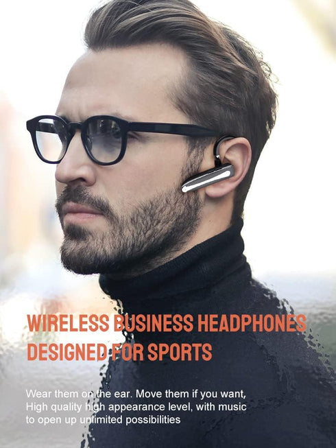 Bluetooth Headset, Wireless Bluetooth 5.0 Earpiece Hands-Free Earphones with Stereo Mic,8 Hrs Play time, Compatible iPhone Android Cell Phones Dri...