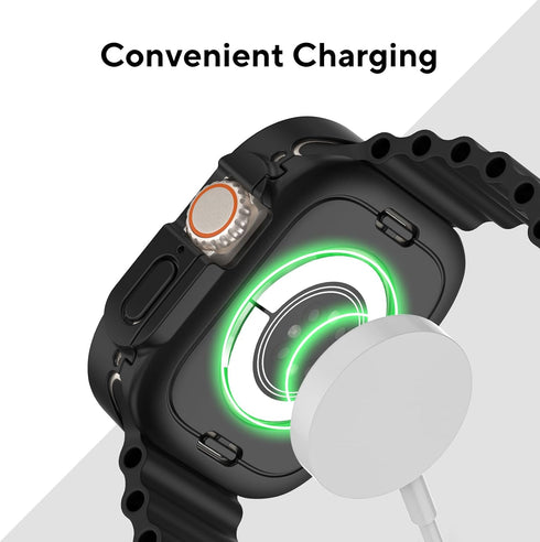 2 Pack 2 in 1 Waterproof Case for Apple watch Ultra 49mm, Straight Edge PC Front & Back Bumper with Tempered Glass Screen Protector 360 Protective...