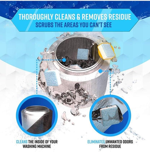 Washing Machine Cleaner Descaler Deep Cleaning Tablets For HE Front Loader & Top Load Washer, Septic Safe Eco-Friendly Deodorizer, Clean Inside Dr...