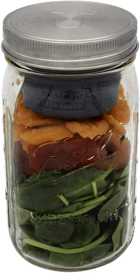 Divider Cup by Mason Jar Lifestyle - For Salads, Dips, and Snacks. Plastic Free Bento Lunch Container(Bright Blue, Wide Mouth)...
