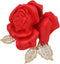 Rose Brooch Pins Rhinestone Lapel Red Flowers Brooches for Women Girls Fashion Jewelry Gift...