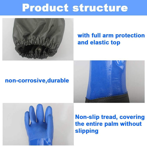 Haiou Long Rubber Gloves Elbow Length Chemical Resistant Gloves with Cotton Lining Waterproof Gloves, 25 inches, Large...