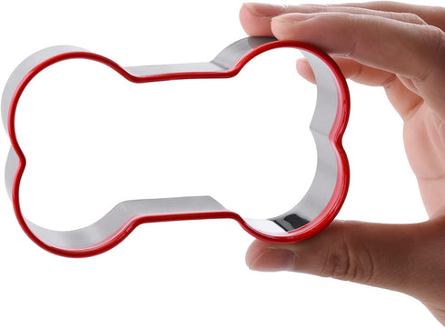Bone Cookie Cutters Set for dog treats, 3 Piece Dog Bone Biscuit Cutters Set with Red Environmental PVC for Baking...