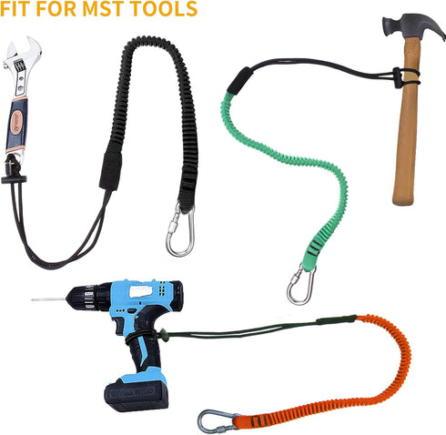 Retractable Tool Lanyard, 3 Pack Safety Tool Leash with Aluminum Lock Carabiner Clip and Adjustable Loop End, Fall Protection Tough Scaffold Tethe...