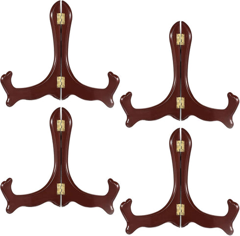 uxcell 4pcs 6.3" Easel Plate Holder, Wood-like Plastic Folding Display Stand Brown for Decorative Picture Frame...